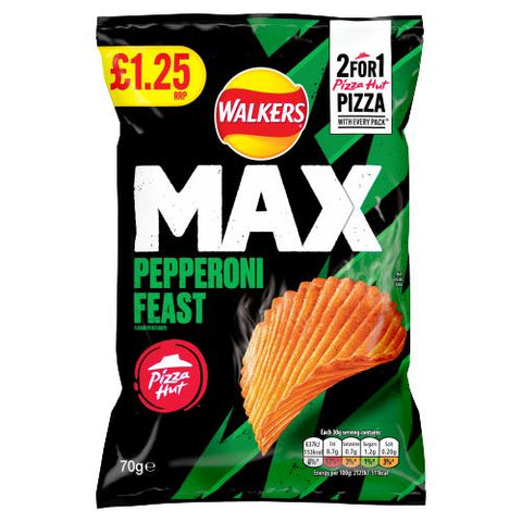 Walkers Max Pizza Hut Pepperoni Feast Crisps (70g) (UK)
