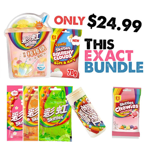 Skittles UK & China Bundle – 7 Pack International Skittles Candy Mix