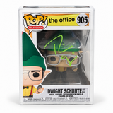 Signed Funko Pop The Office Dwight Schrute as Elf 905 in protector on white background