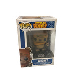 Funko Pop! Star Wars: Wicket #26 – Blue Box, actual boxed collectible on white background, angled view