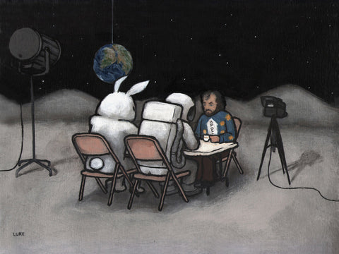 Luke Chueh - Rabbit On The Moon Fine Art Print (Framed)